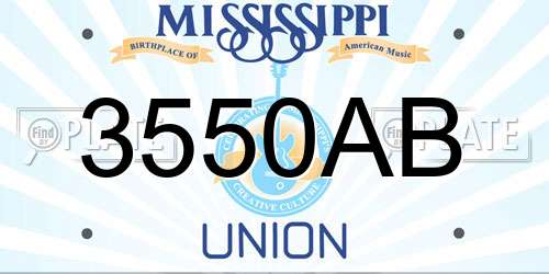 3550AB Mississippi License Plate