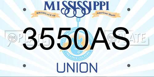 3550AS Mississippi License Plate