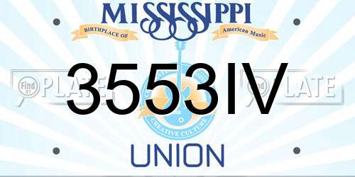3553IV Mississippi License Plate