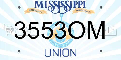3553OM Mississippi License Plate