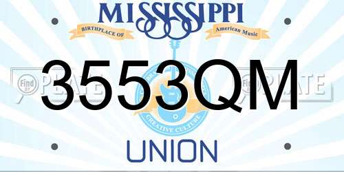 3553QM Mississippi License Plate