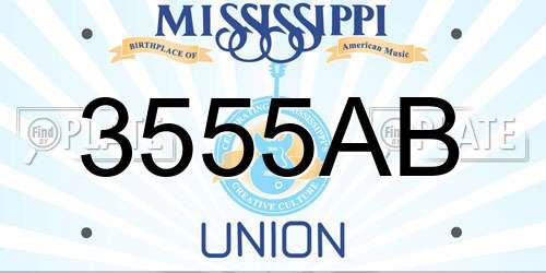 3555AB Mississippi License Plate