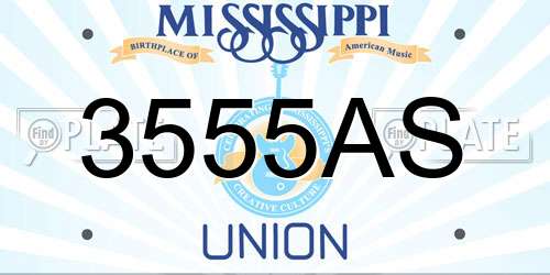 3555AS Mississippi License Plate