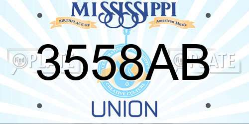 3558AB Mississippi License Plate