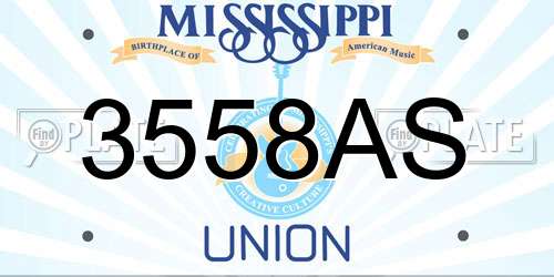 3558AS Mississippi License Plate