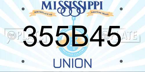 355B45 Mississippi License Plate