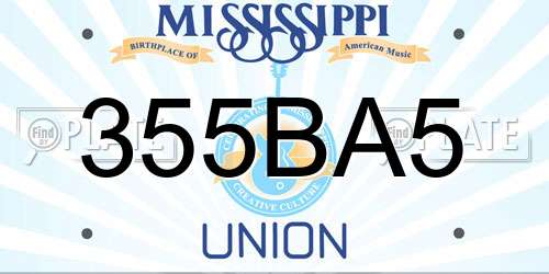 355BA5 Mississippi License Plate