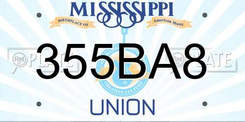 355BA8 Mississippi License Plate