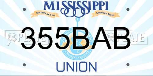 355BAB Mississippi License Plate