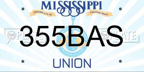 355BAS Mississippi License Plate
