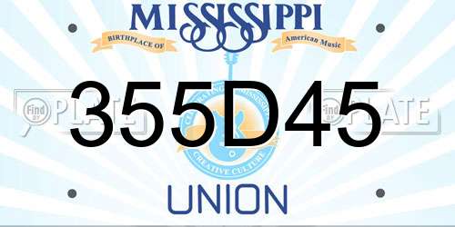 355D45 Mississippi License Plate
