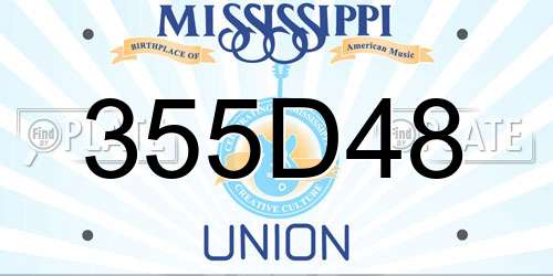 355D48 Mississippi License Plate