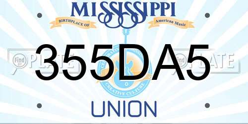 355DA5 Mississippi License Plate