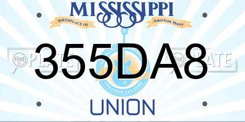 355DA8 Mississippi License Plate