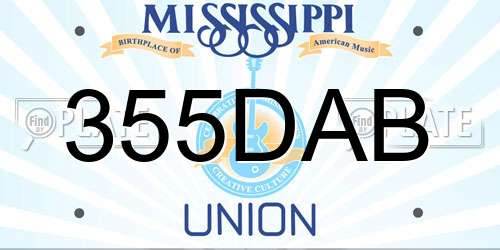 355DAB Mississippi License Plate
