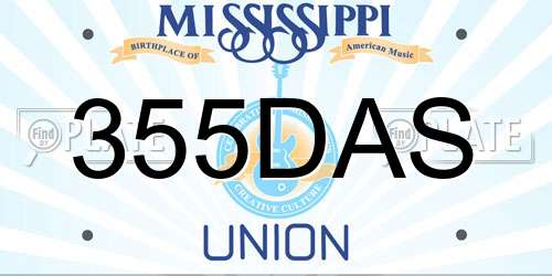 355DAS Mississippi License Plate
