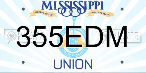 355EDM Mississippi License Plate