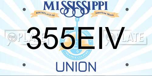 355EIV Mississippi License Plate