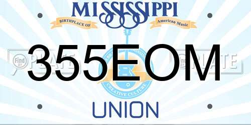 355EOM Mississippi License Plate
