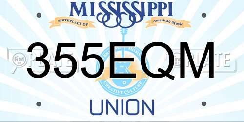 355EQM Mississippi License Plate