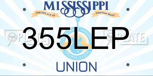 355LEP Mississippi License Plate