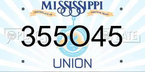 355O45 Mississippi License Plate