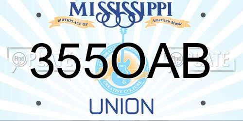 355OAB Mississippi License Plate