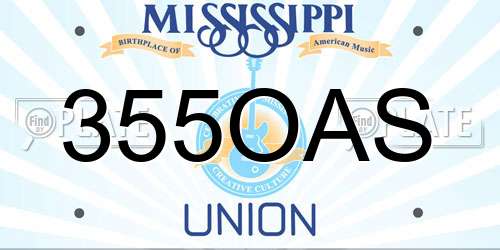 355OAS Mississippi License Plate