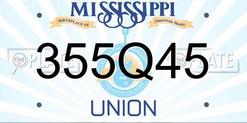 355Q45 Mississippi License Plate