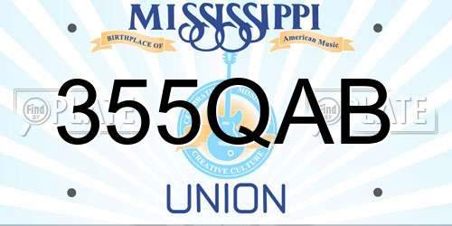 355QAB Mississippi License Plate