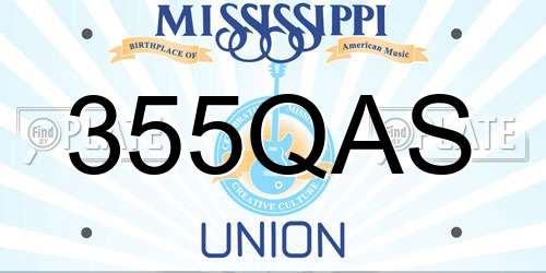 355QAS Mississippi License Plate
