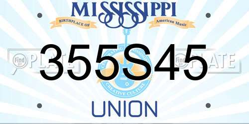 355S45 Mississippi License Plate