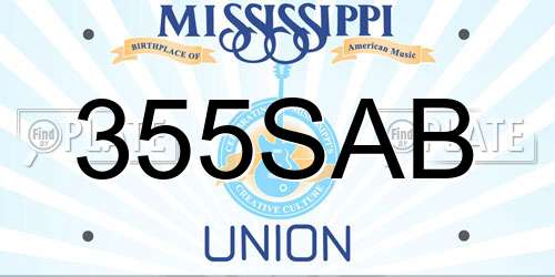 355SAB Mississippi License Plate