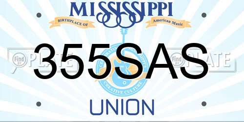 355SAS Mississippi License Plate