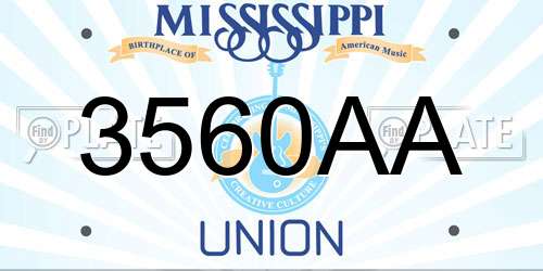 3560AA Mississippi License Plate