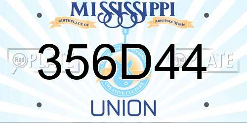 356D44 Mississippi License Plate