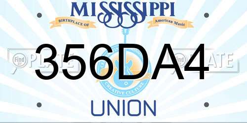 356DA4 Mississippi License Plate