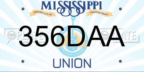 356DAA Mississippi License Plate