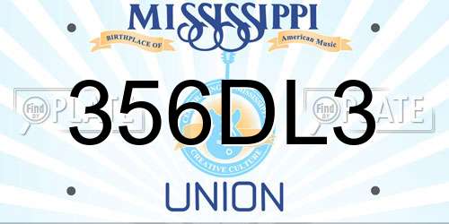 356DL3 Mississippi License Plate