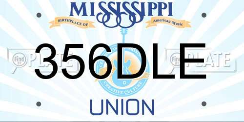 356DLE Mississippi License Plate