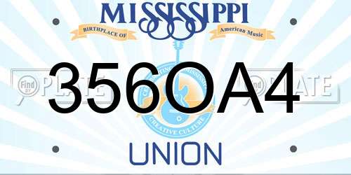 356OA4 Mississippi License Plate