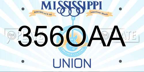 356OAA Mississippi License Plate