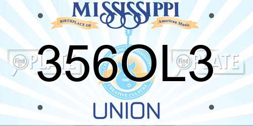 356OL3 Mississippi License Plate