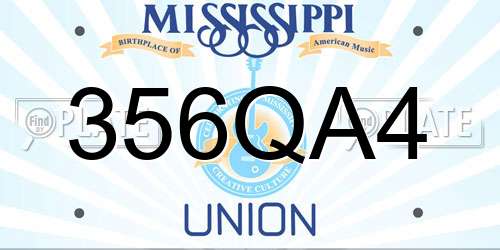 356QA4 Mississippi License Plate