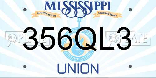 356QL3 Mississippi License Plate