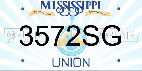 3572SG Mississippi License Plate