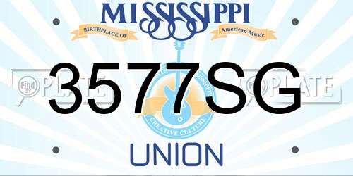 3577SG Mississippi License Plate