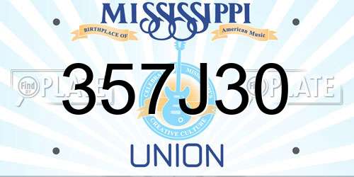 357J30 Mississippi License Plate