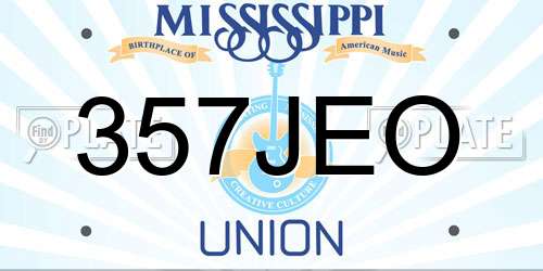 357JEO Mississippi License Plate