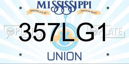 357LG1 Mississippi License Plate
